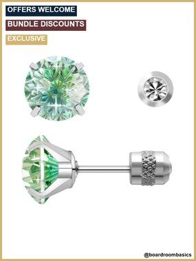 Titanium Stud Earrings Firework Cut CZ Hypoallergenic Nickel Free Sensitive Ears